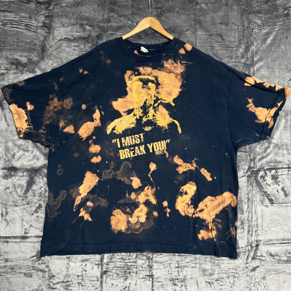 Men's 4X Ivan Drago I Must Break You Rocky IV T‎ Shirt Acid Wash Movie Boxing